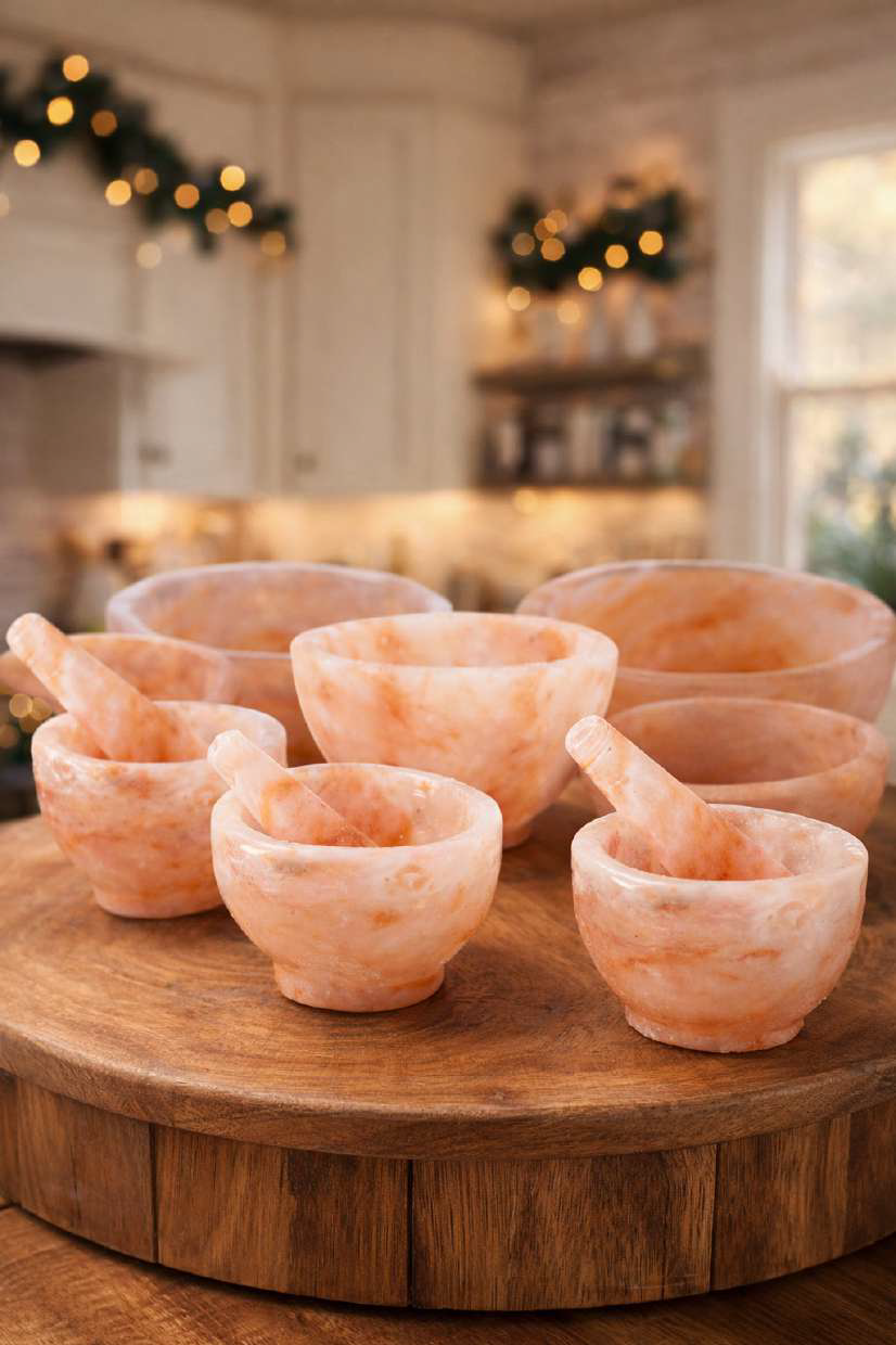 Handcrafted Himalayan Pink Salt Kitchenware | Bowls, Plates & Mortar Pestles