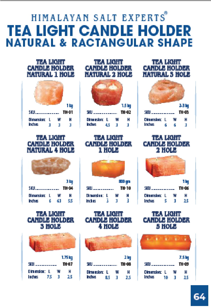 Natural & Rectangular Himalayan Salt Tea Light Candle Holders