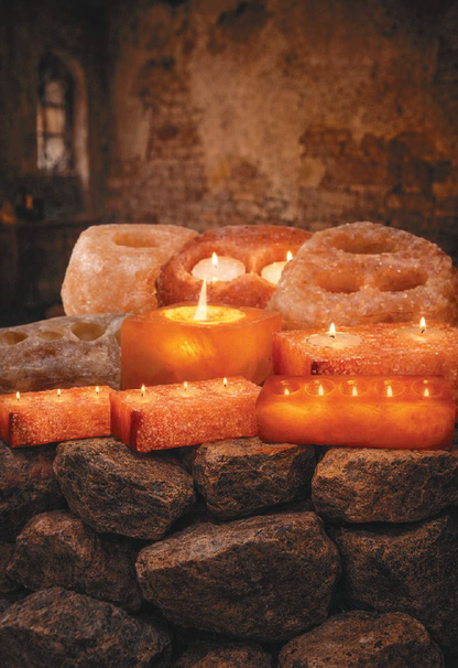 Natural & Rectangular Himalayan Salt Tea Light Candle Holders