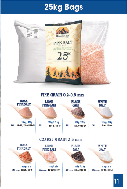 Premium Himalayan Pink Salt Fine & Coarse Grain – 25kg Bag