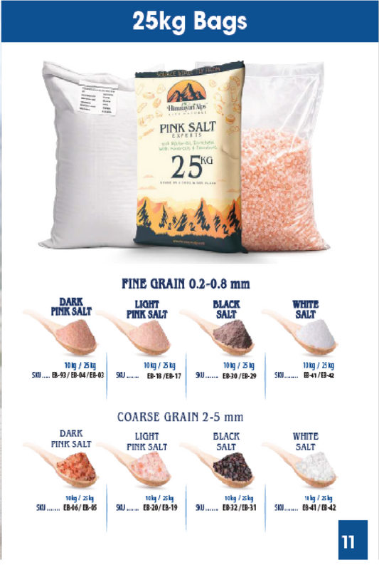 Premium Himalayan Pink Salt Fine & Coarse Grain – 25kg Bag